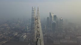 Insane aerial footage above The Shard during misty sunrise - Part 2