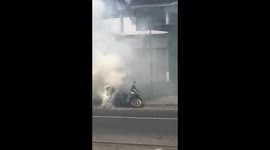 Thousands of firecrackers explode on motorbikes in Central Java, Indonesia