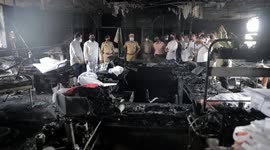Charred interior of Indian hospital where 13 COVID-19 patients died in fire