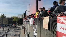 Arsenal Fans Gather Outside Emirates Stadium In Protest Against Arsenal Owner Stan Kroneke
