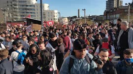 Arsenal Fans Gather Outside Emirates Stadium In Protest Against Arsenal Owner Stan Kroneke