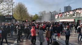 Arsenal Fans Gather Outside Emirates Stadium In Protest Against Arsenal Owner Stan Kroneke