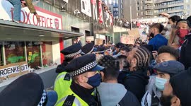 Police Move In At Kroneke Out Protest At Emirates Stadium