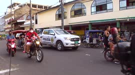 Transportation in the city of Iquitos, most of the citizens use motorcycles and three-wheelers.