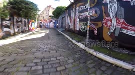 Visitors at Beco do Batman in São Paulo