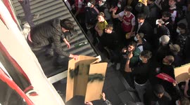 Incredible scenes as angry Arsenal fans get violent for Kroenke out protest