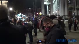 Woman arrested breaching covid lockdown regulations, 5th nov 2020, trafalgar square
