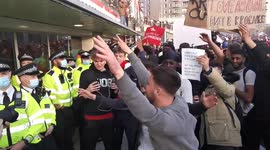 Mad scenes at Arsenal stadium as supporters protested against club owner Stan Kronke with songs, flares and dancing...but no social distancing in sight!