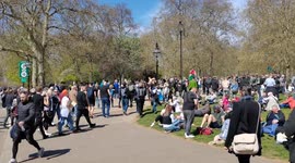 Crowds gather at Hyde Park Corner ahead of anti lockdown protest in London today