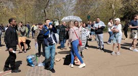 Crowds gather at Hyde Park Corner ahead of anti lockdown protest in London today
