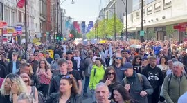 Thousands march up Oxford Street in Unite For Freedom protest against coronavirus restrictions in the UK