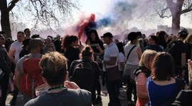 Anti lockdown protestors congregate in Speakers Corner as London march gets a carnival vibe