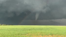 Stunning footage of tornado and rainbow in Texas Panhandle region