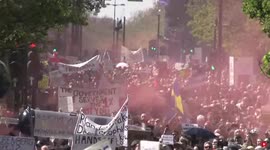 MASSIVE crowd marches through central London for anti-lockdown protest
