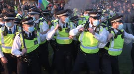 Police officers injured as anti-lockdown protesters and police clash in Hyde Park