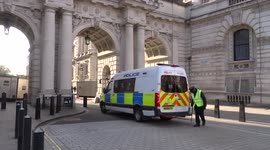 Enhanced security in Whitehall with anti-lockdown protests in central London