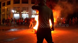 Palestinian youths protest in Gaza after recent clashes in East Jerusalem