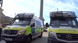 Enhanced security in Trafalgar Square with anti-lockdown protests underway in central London