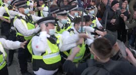 Two Met police officers PUNCHED in the face during clashes at anti-lockdown protest in Hyde Park, London