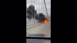 Car catches fire causing huge traffic jam on Bay Bridge in California