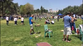 With COVID-19 numbers plummeting, Israelis enjoy the beautiful weather, barbequing in the park in Jerusalem!