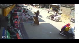 Man sent flying as aggressive bull attacks from behind in India
