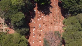 Aerial view of increasing the number of graves in the cemetery of Vila Formosa in São Paulo