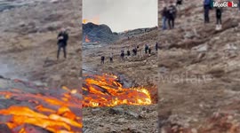'Tourists Gather Near the Geldingadalir Volcano to Witness Fiery Activity '