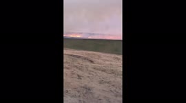 Fire breaks out at moorland in West Yorkshire, UK
