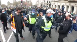 Police Arrest And Drag Girl Across The Street To Police Van - London, Kill The Bill Protest, 03.04.21 Parliament Square
