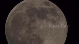 Intricate details seen on pink super moon in Kent, UK