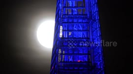 Super Pink Moon Passes Past The Shard In London
