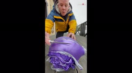 This is what happens when you put a knife to a frozen balloon