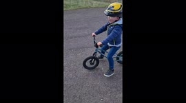 My 3 year old  boy falls when teaching him balance bike at bmx park