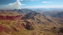 Erupting Volcano & Breathtaking 4k Drone Footage of The Rainbow Mountain in Peru
