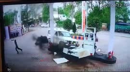 CCTV camera captures moment allegedly drunk driver smashes into petrol pump