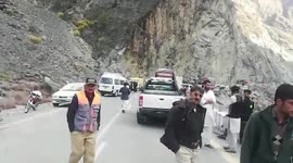 Avalanche blocks road after snow in Pakistan