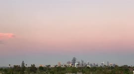 Downtown Los Angeles Fire at sunset
