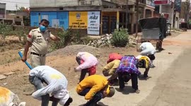 Cops punish locals for flouting COVID-19 curfew in central India