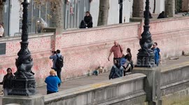 View the half a mile-long National Covid Memorial Wall in London filled with over 100,000 hearts as it is almost complete.