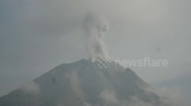 Volcanic ash rains down as Indonesia Mount Sinabung erupts again