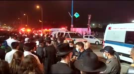 Ambulances take victims to hospital from scene in Meron in Israel