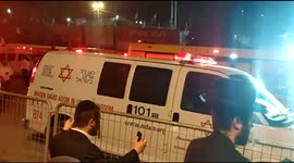 Ambulances at scene in Meron, Israel