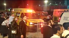 Ambulances arrive as huge crowds leave scene of stampede that killed more than 40 Israelis