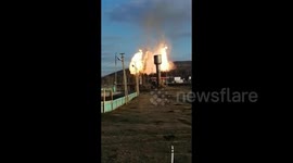 Explosion causes gas pipeline in southern Russia to burst into flames