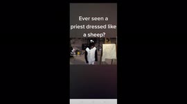 Priest dressed up as a sheep in church for his sermon, makes someone jump0