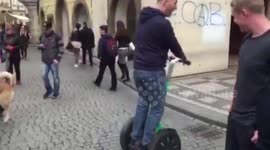 'Drunk' man falls off segway in Prague