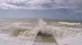 Huge waves crash into Brighton coast