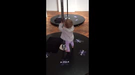 Baby teaches her (imaginary) pole fit class!