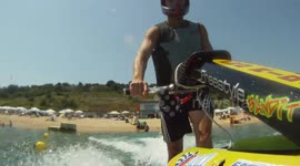 Jet ski rider's backflip attempt goes wrong